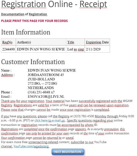 U.S. Registration